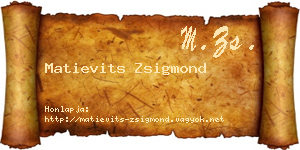 Matievits Zsigmond névjegykártya